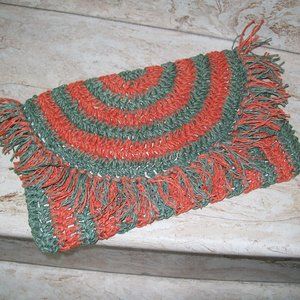 Women's Woven Handbag Clutch Purse Straw Snap Flap Boho Orange Fringe Purse